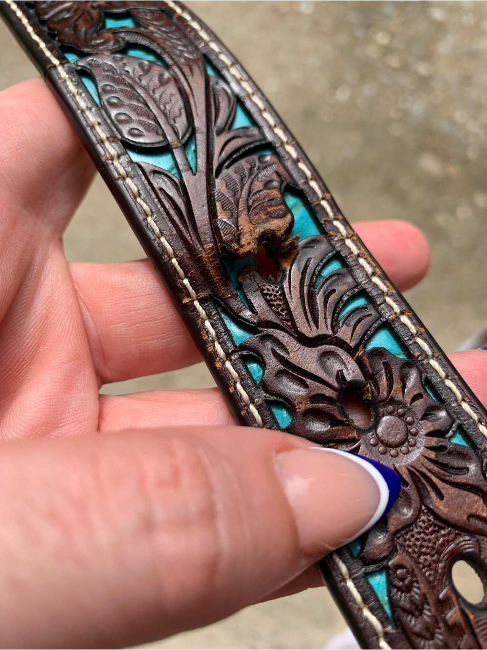 Ariat Girl's Western Belt with Turquoise Inlays - Picture 7 of 7